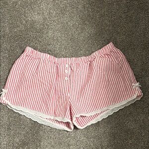 Social Scene Pink and White Striped Shorts